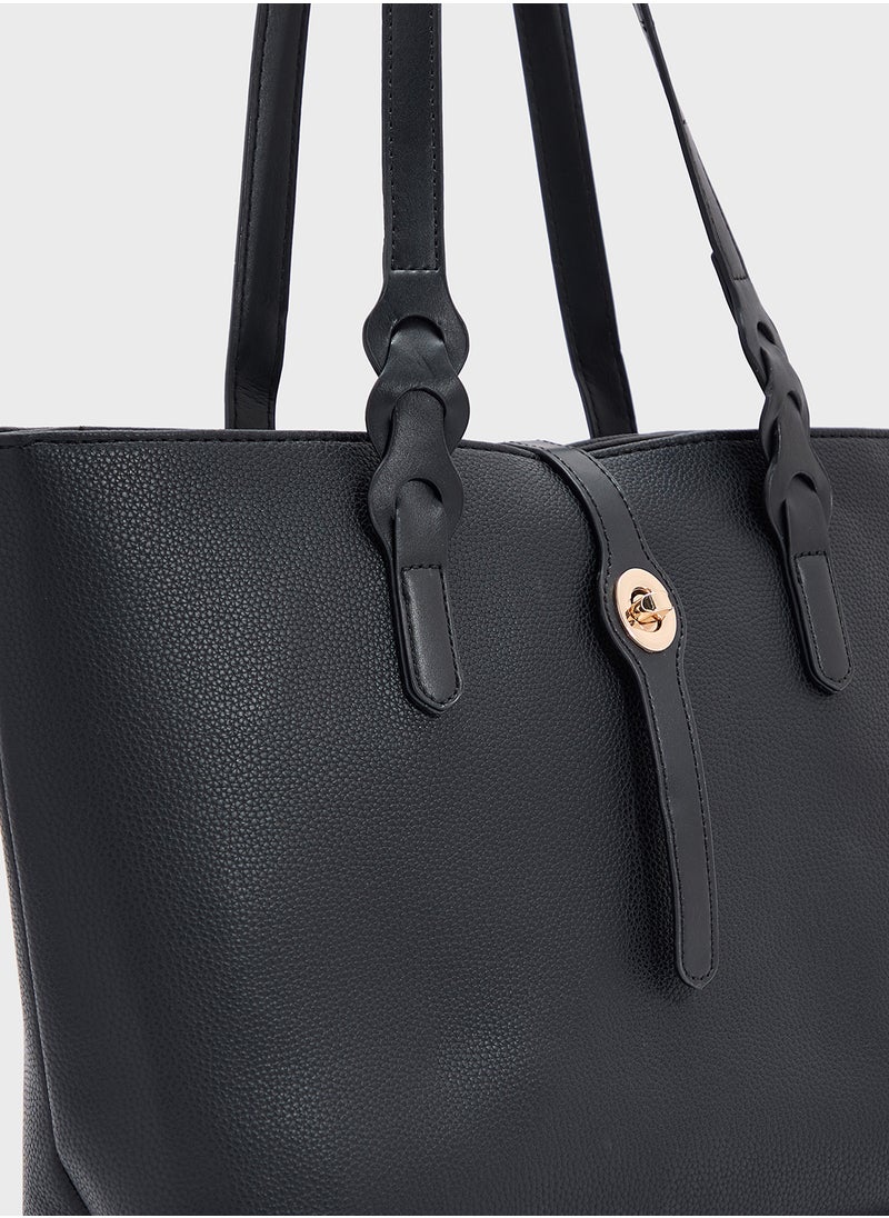 Metal Trim Detail Tote Bag