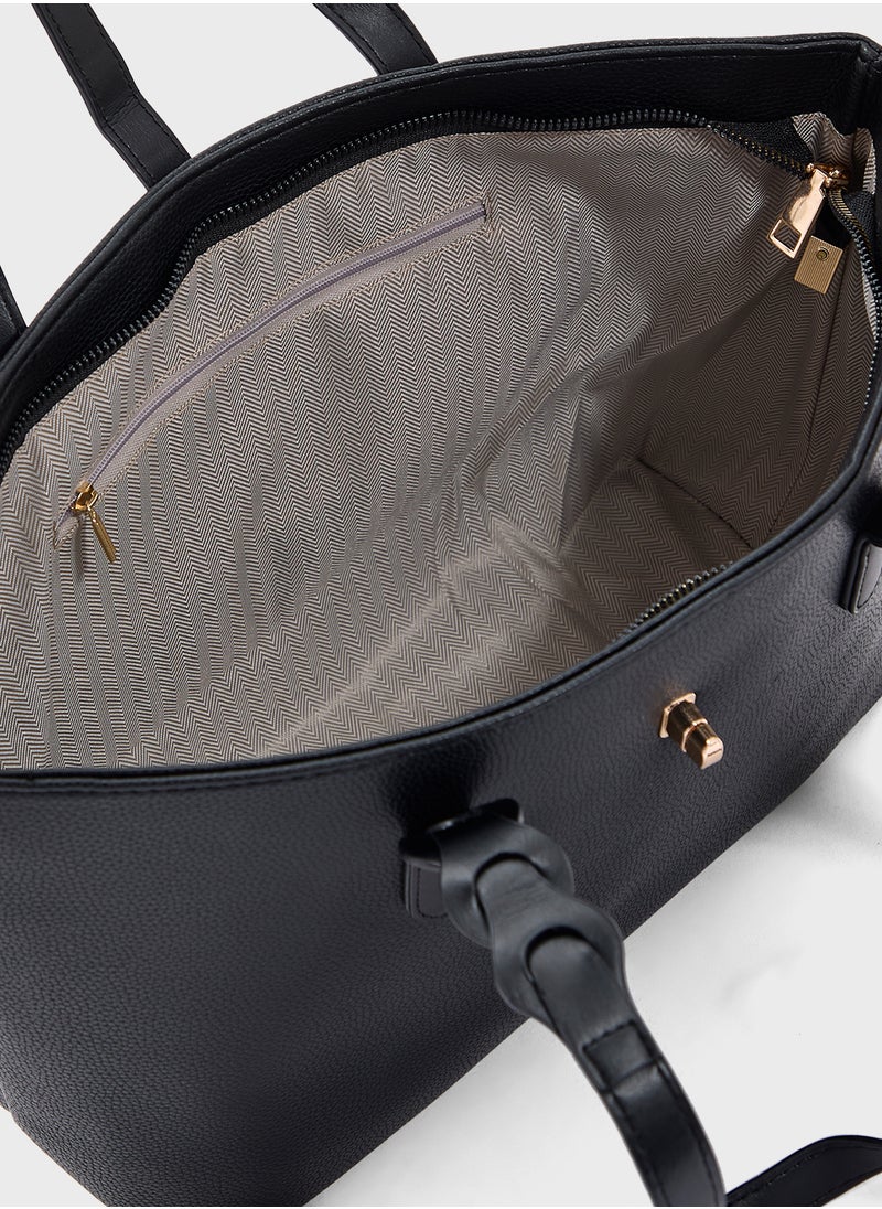 Metal Trim Detail Tote Bag