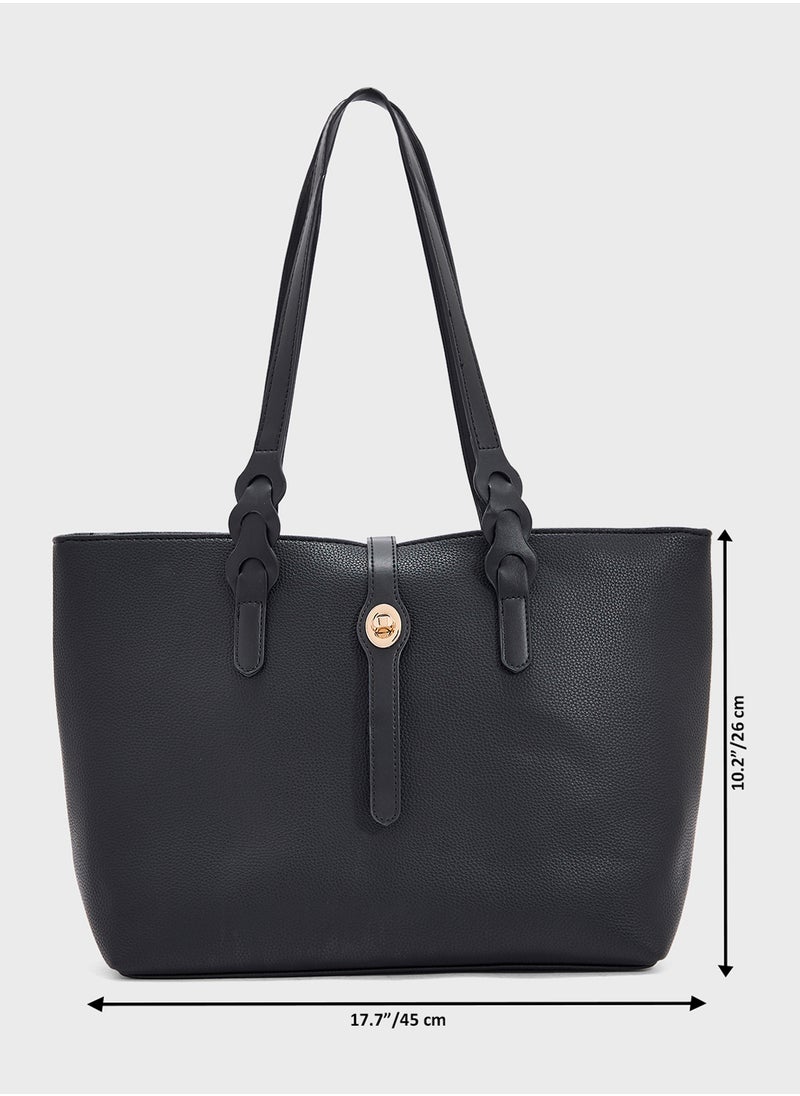 Metal Trim Detail Tote Bag