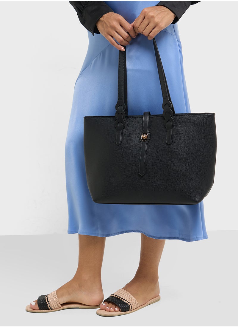 Metal Trim Detail Tote Bag