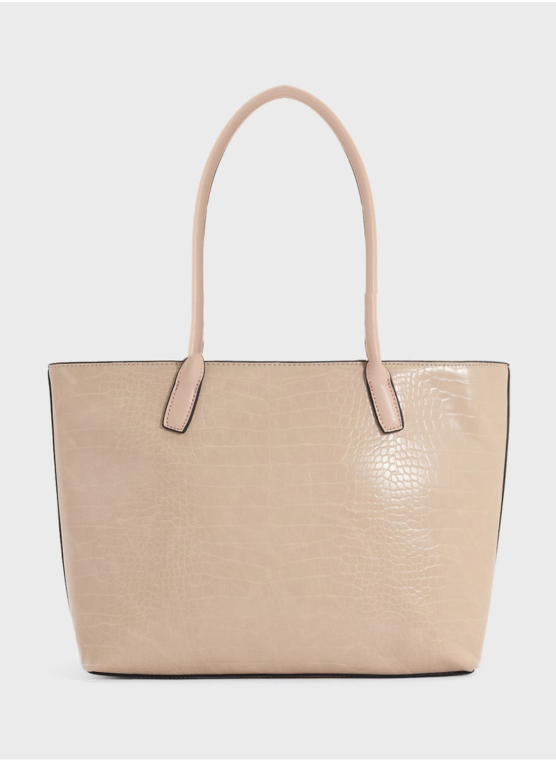 Horse Bit Detail Croc Tote Bag
