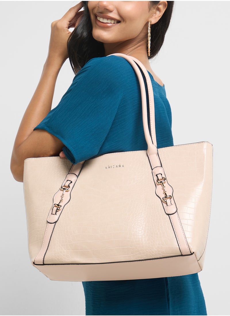 Horse Bit Detail Croc Tote Bag