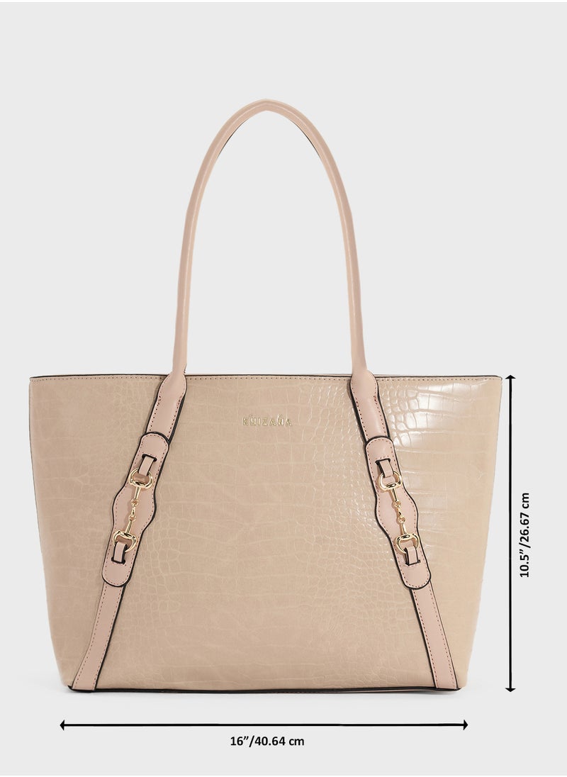 Horse Bit Detail Croc Tote Bag