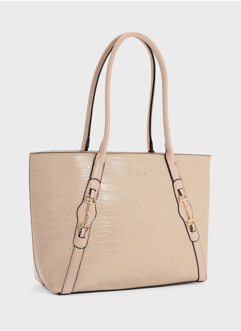 Horse Bit Detail Croc Tote Bag