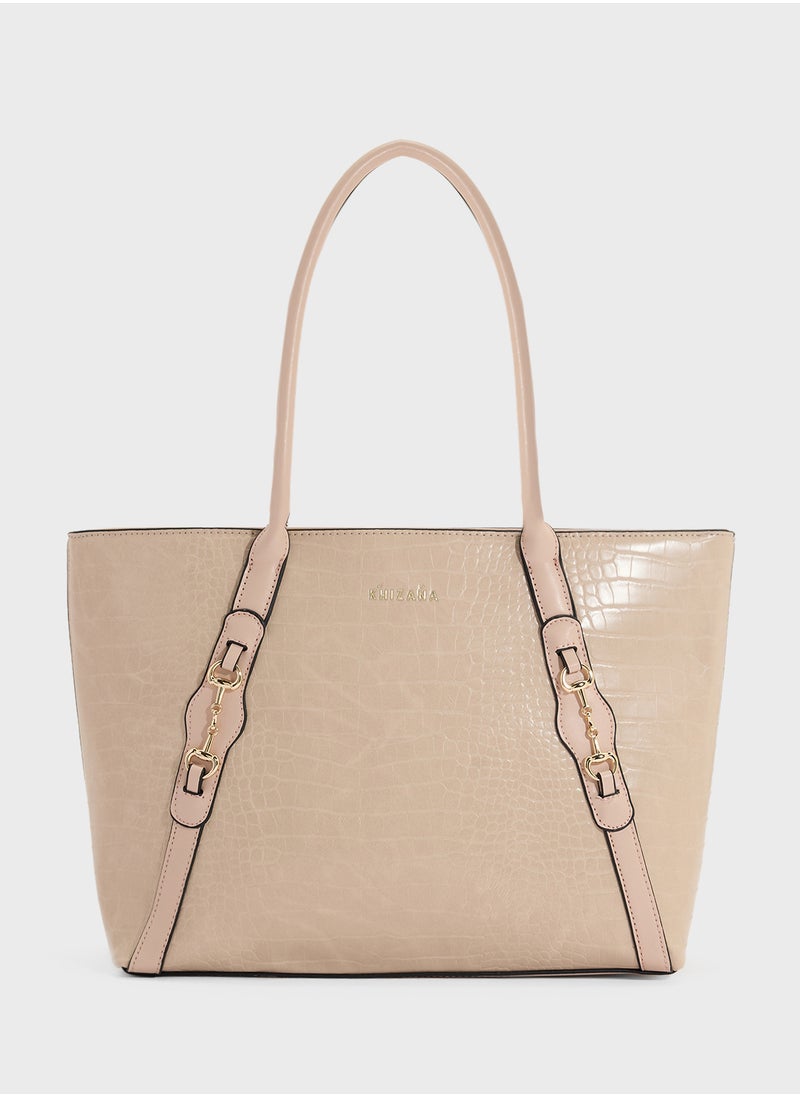 Horse Bit Detail Croc Tote Bag