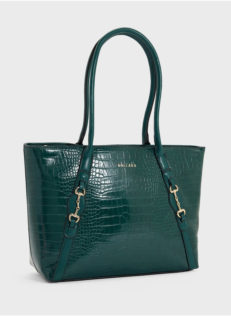 Horse Bit Detail Croc Tote Bag
