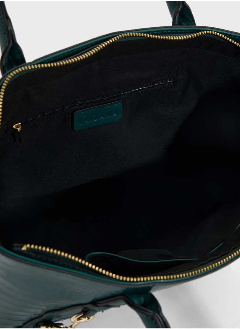 Horse Bit Detail Croc Tote Bag