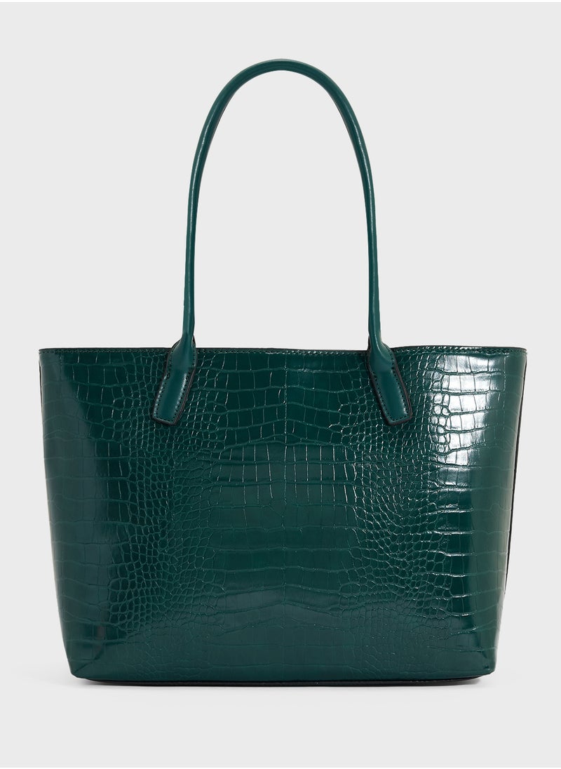 Horse Bit Detail Croc Tote Bag