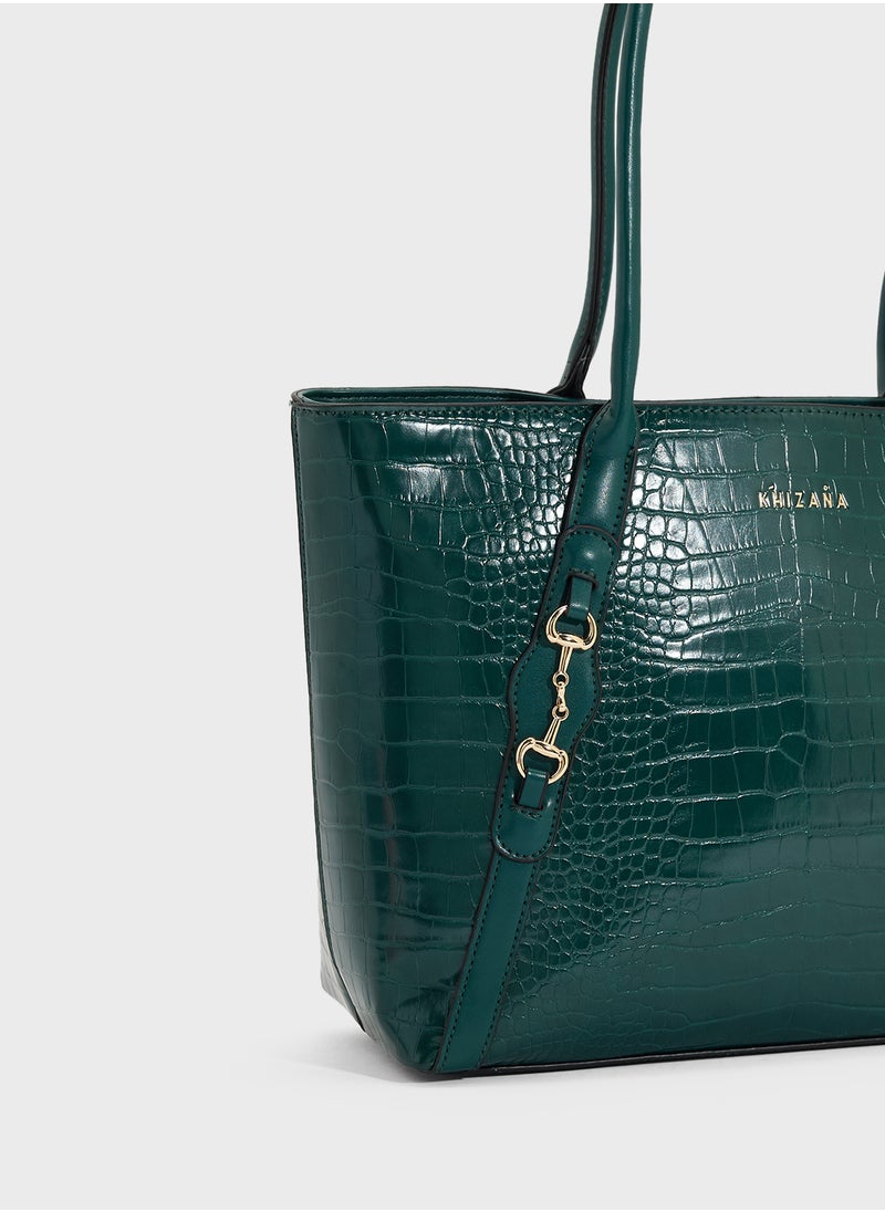 Horse Bit Detail Croc Tote Bag