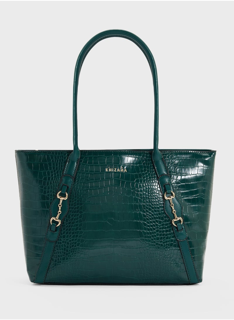 Horse Bit Detail Croc Tote Bag