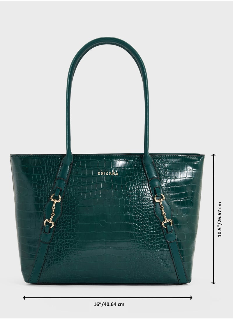 Horse Bit Detail Croc Tote Bag