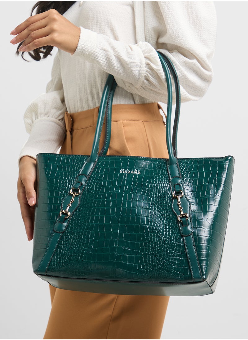 Horse Bit Detail Croc Tote Bag