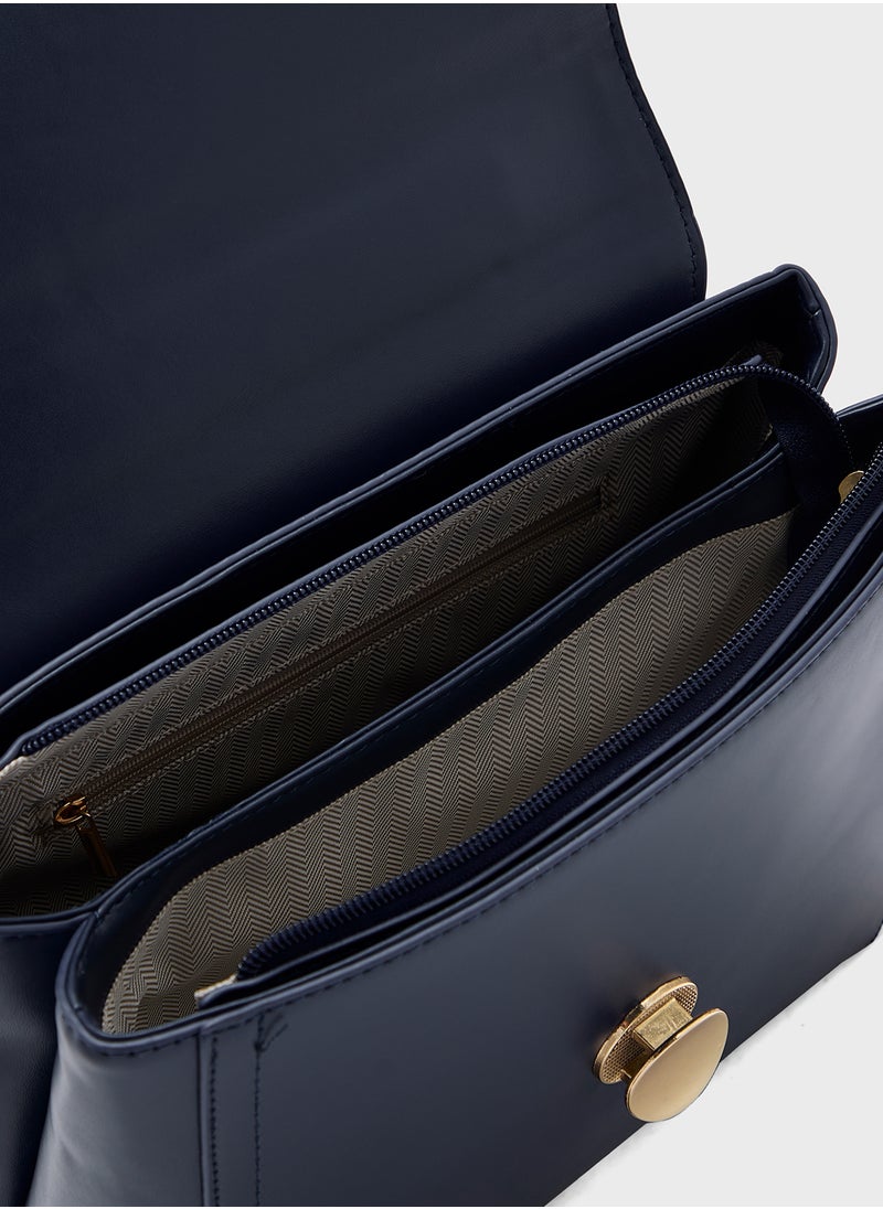 Embroidered Panel Satchel Bag