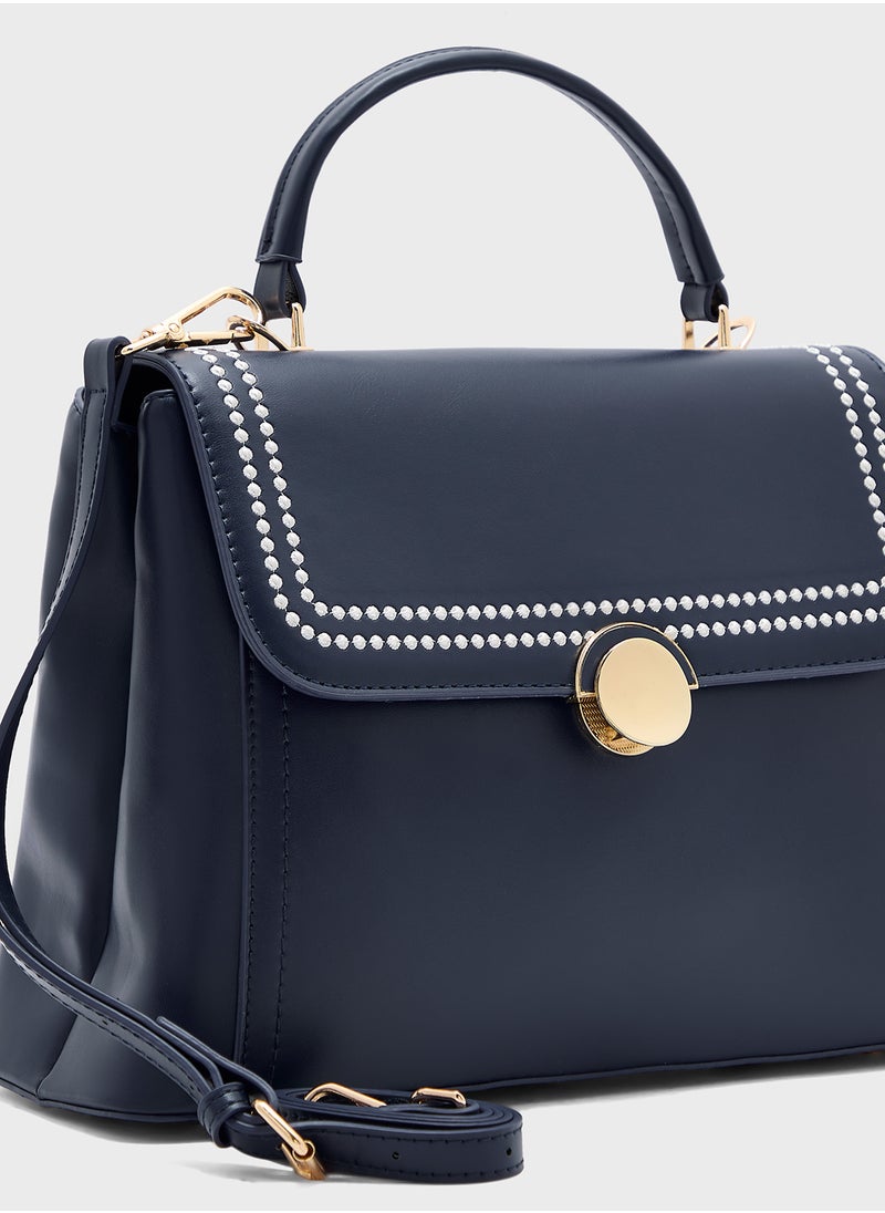 Embroidered Panel Satchel Bag