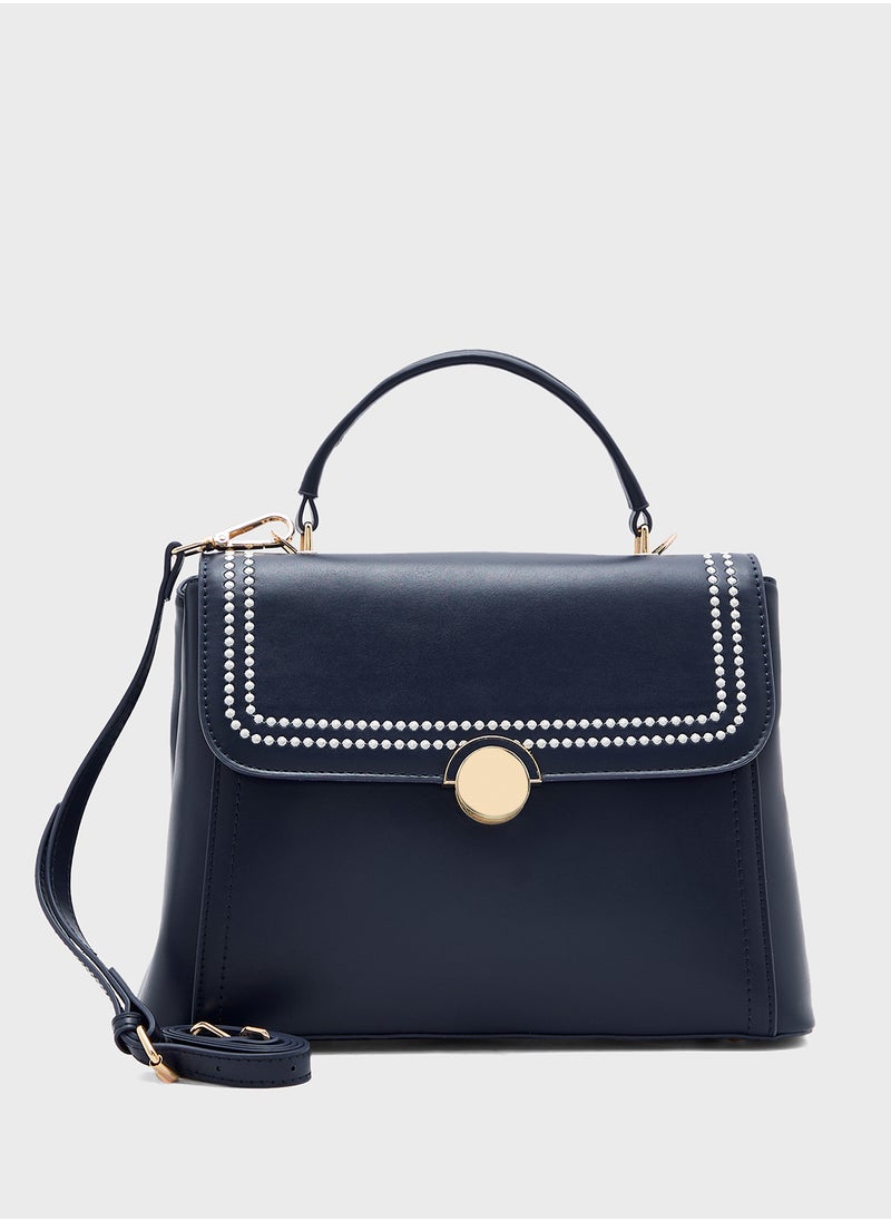 Embroidered Panel Satchel Bag