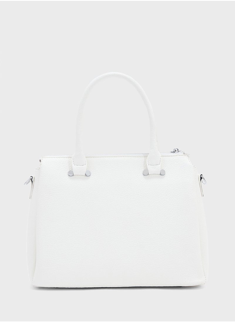 Multi Zip Detail Satchel Bag