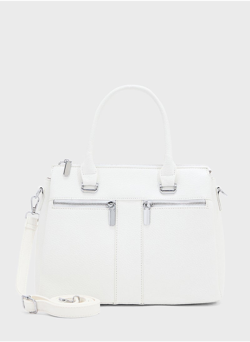 Multi Zip Detail Satchel Bag