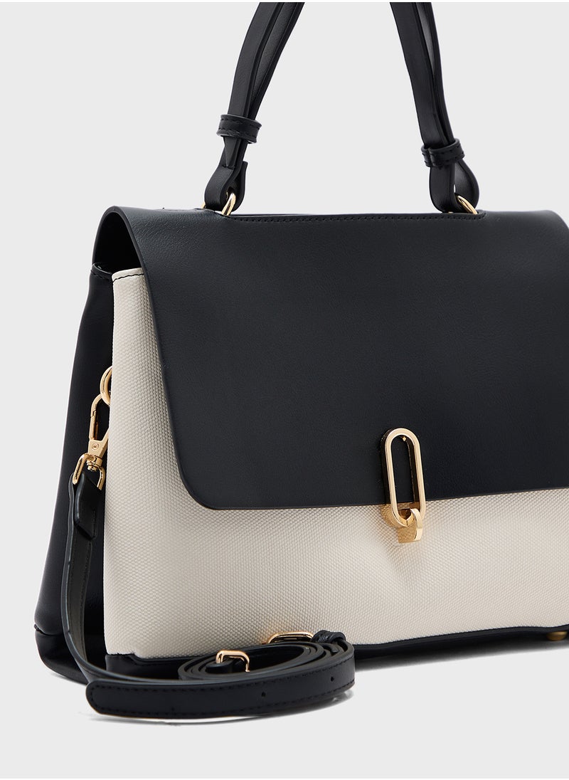 Metal Trim Detail Satchel Bag