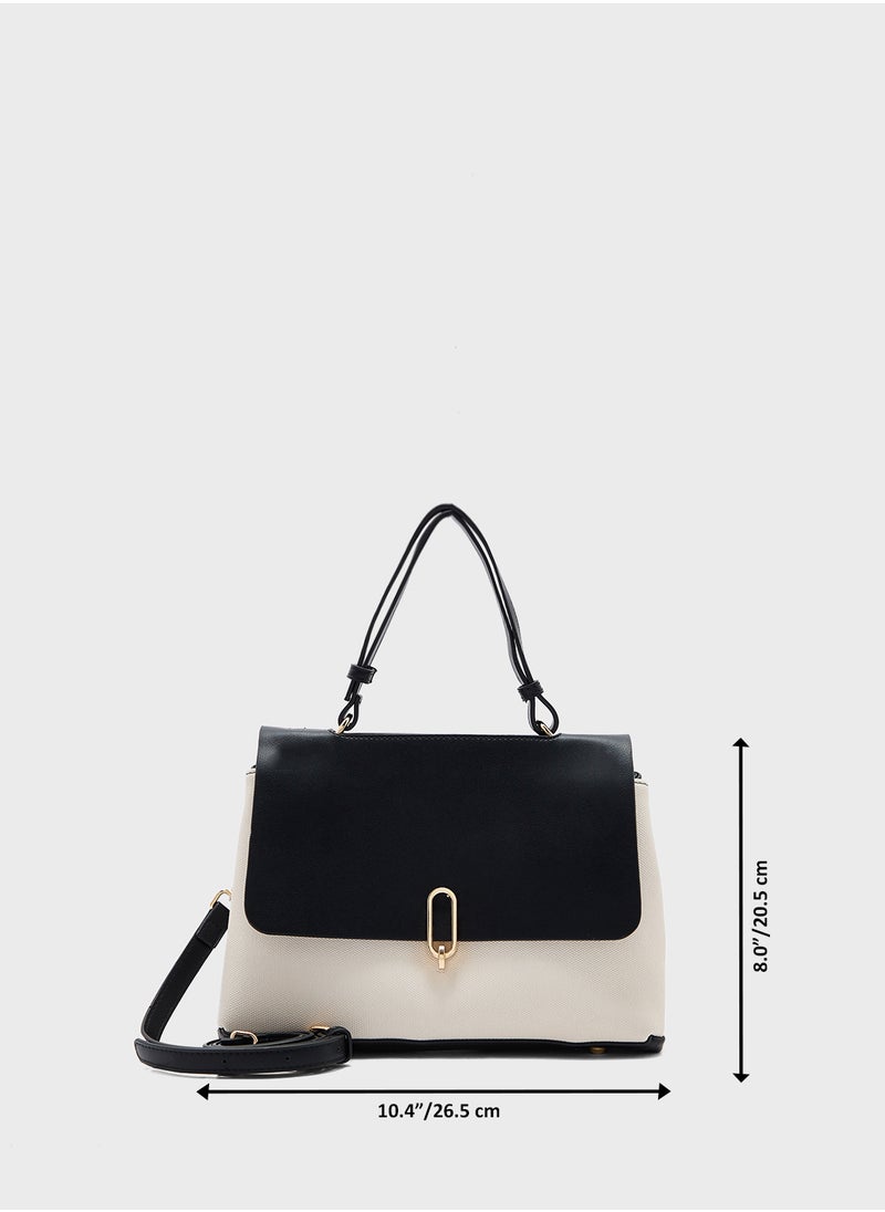 Metal Trim Detail Satchel Bag