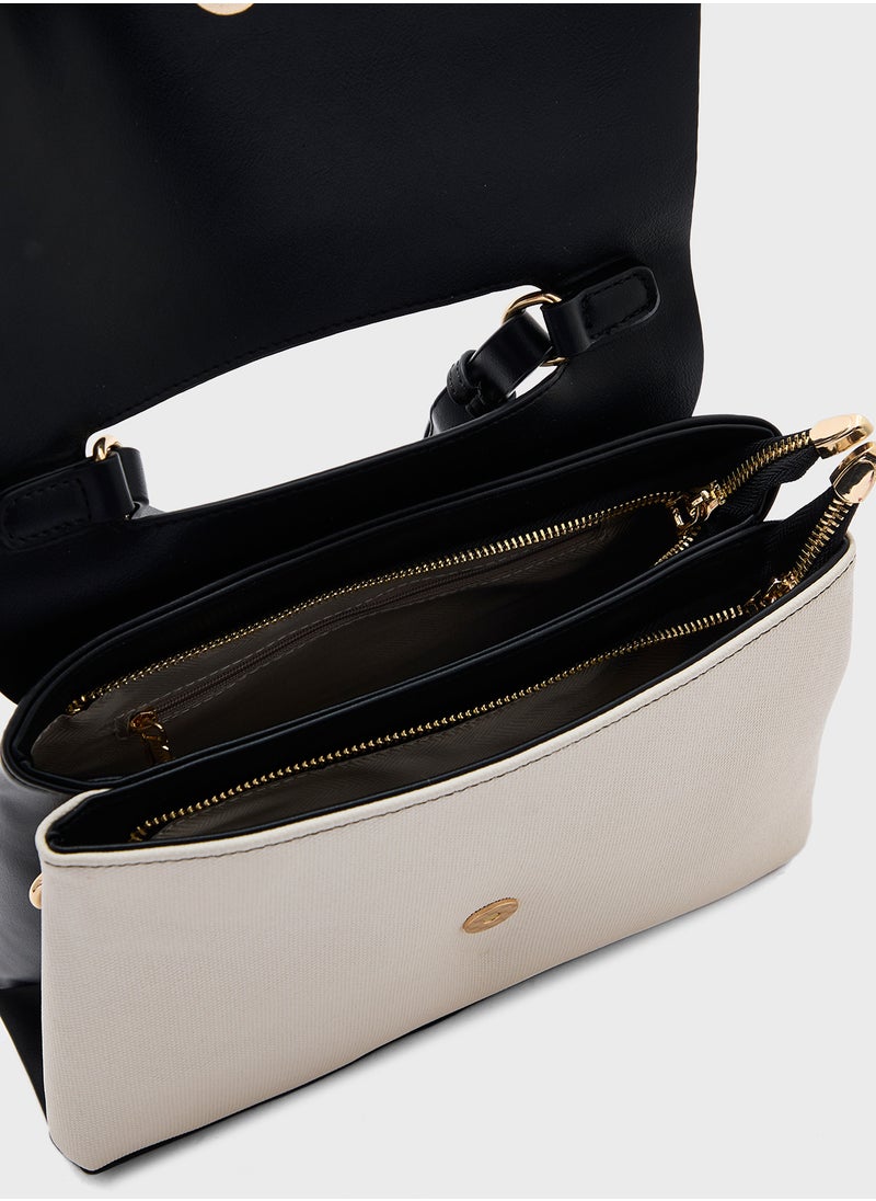 Metal Trim Detail Satchel Bag