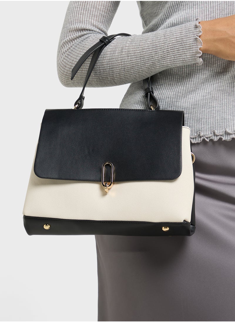 Metal Trim Detail Satchel Bag