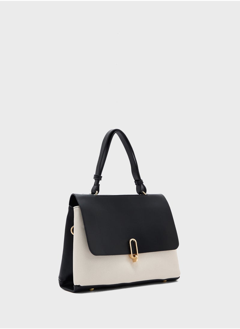 Metal Trim Detail Satchel Bag