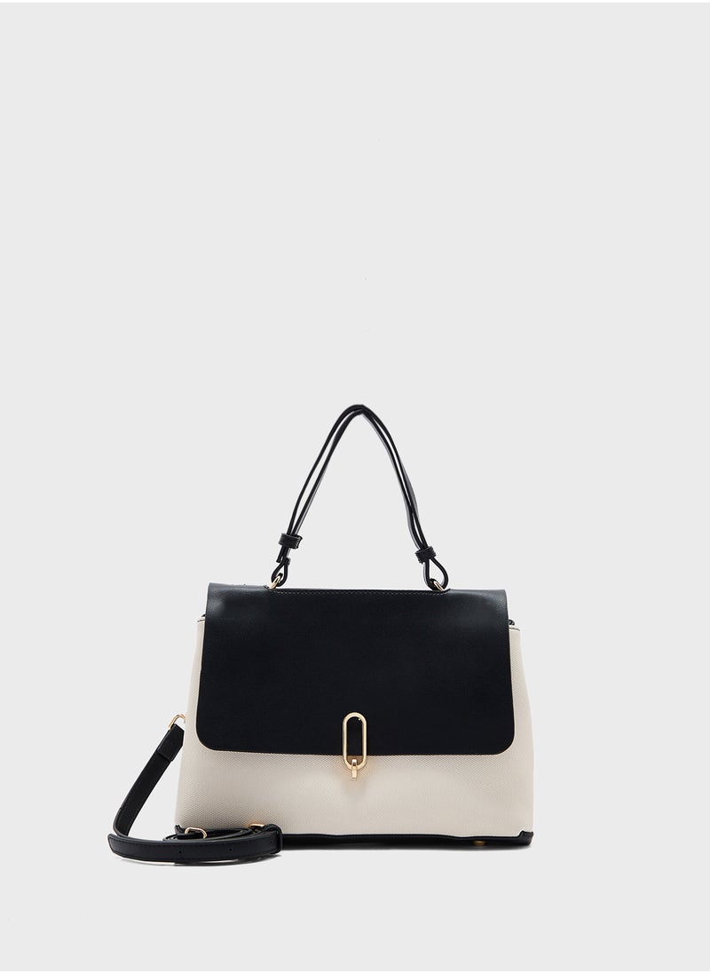 Metal Trim Detail Satchel Bag