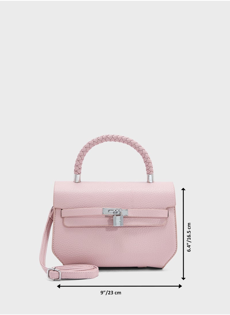 Braided Handle Satchel Bag