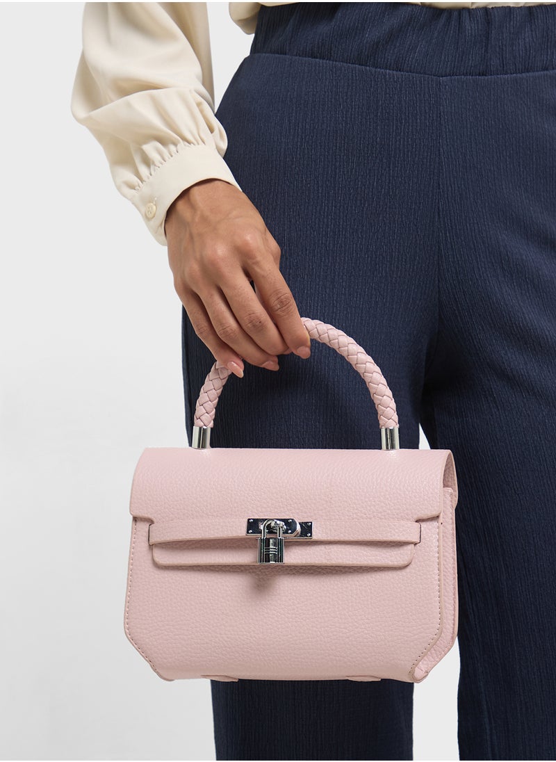 Braided Handle Satchel Bag