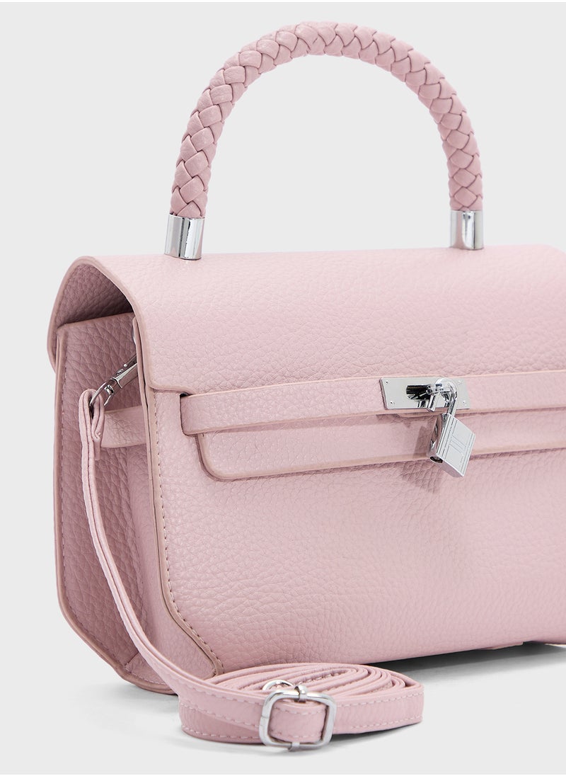 Braided Handle Satchel Bag
