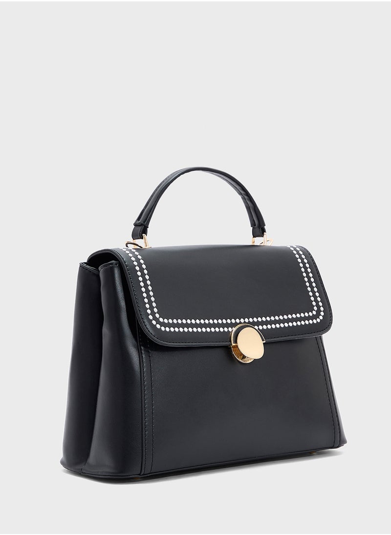 Embroidered Panel Satchel Bag