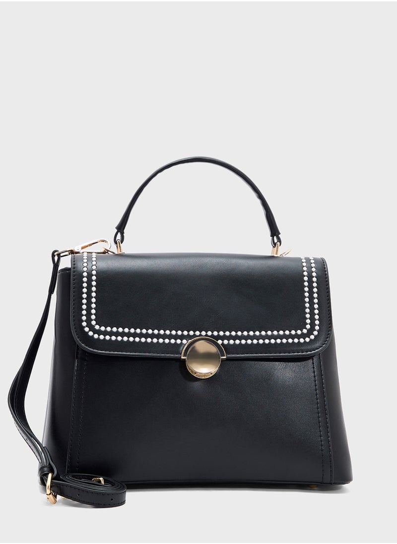 Embroidered Panel Satchel Bag