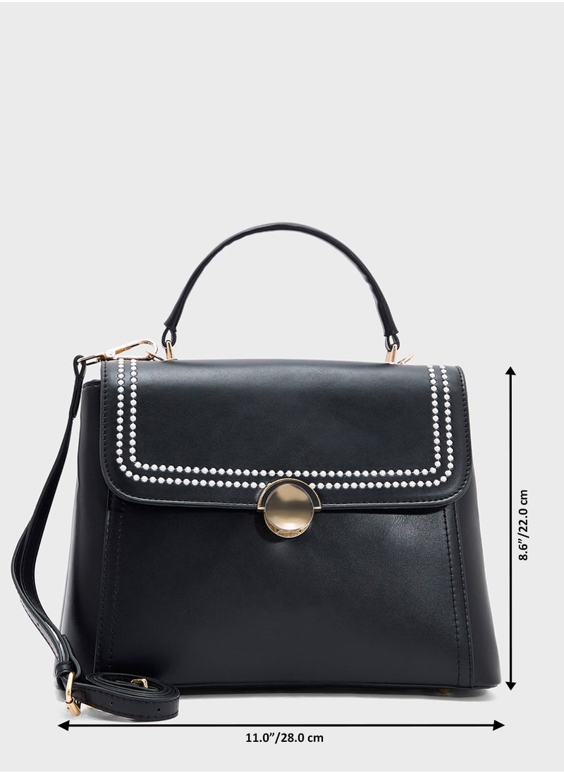 Embroidered Panel Satchel Bag