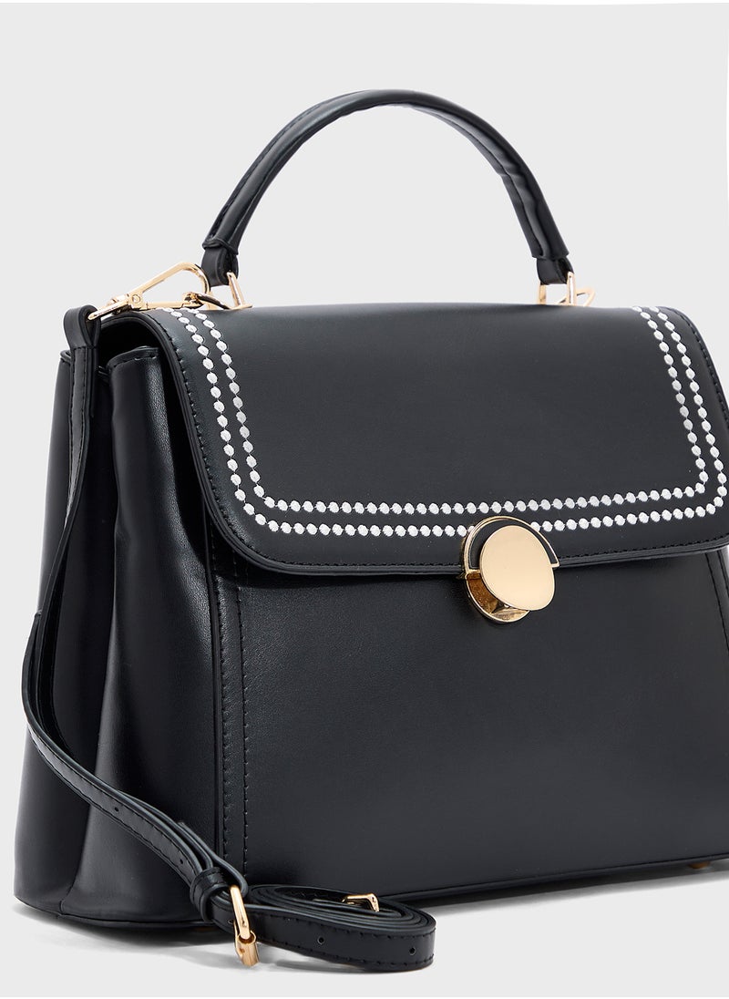 Embroidered Panel Satchel Bag