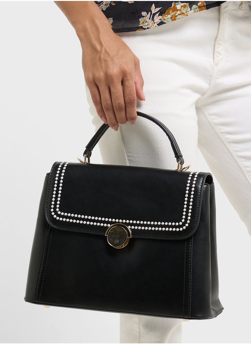 Embroidered Panel Satchel Bag