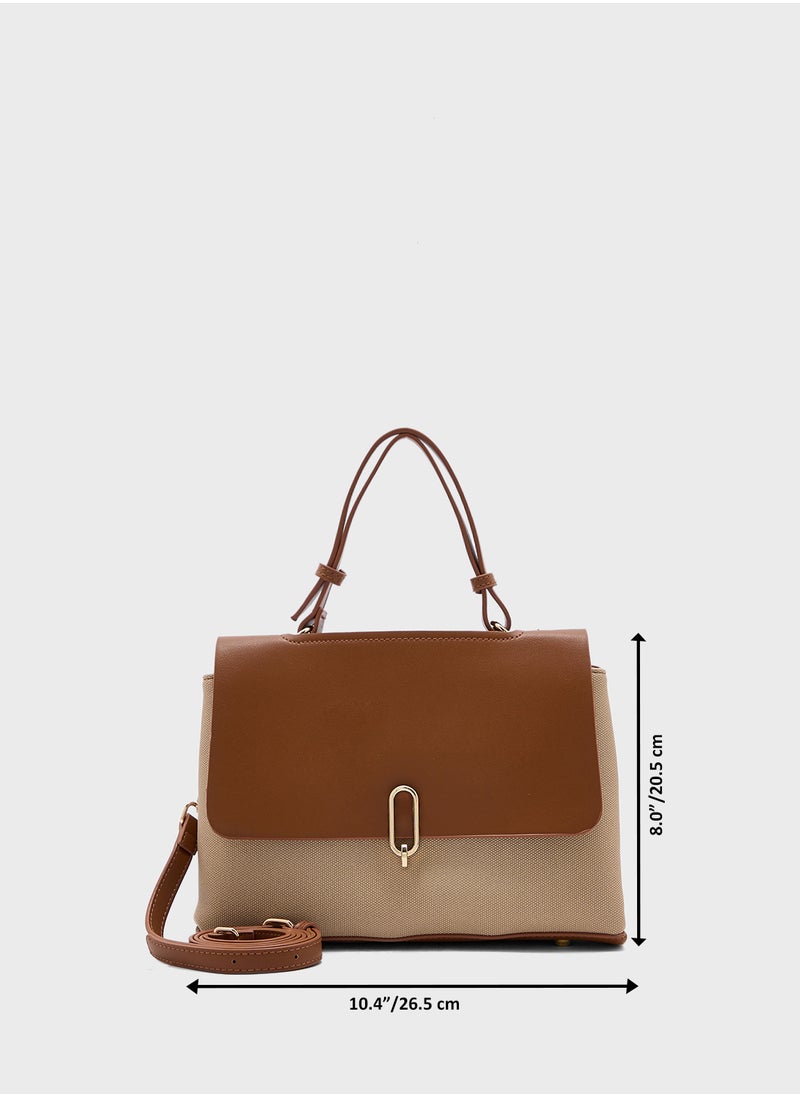 Metal Trim Detail Satchel Bag