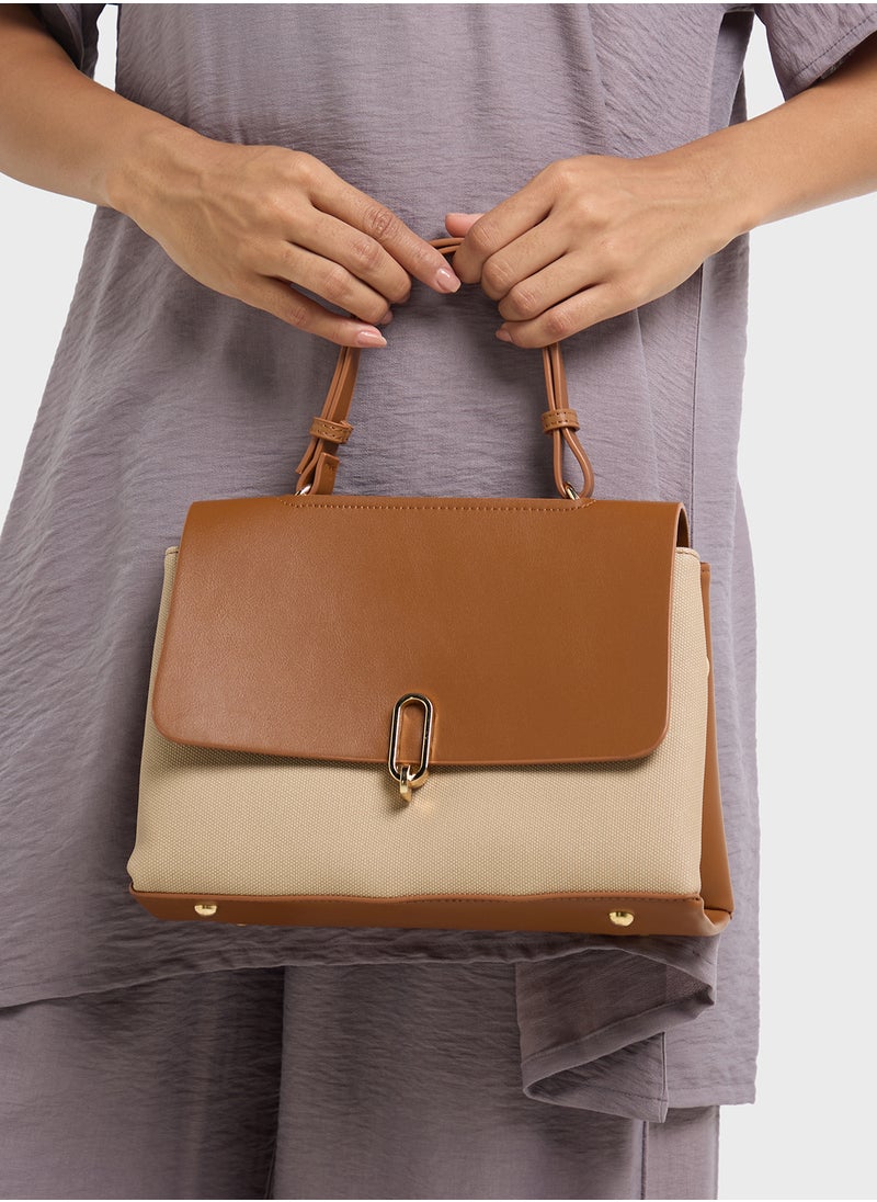 Metal Trim Detail Satchel Bag