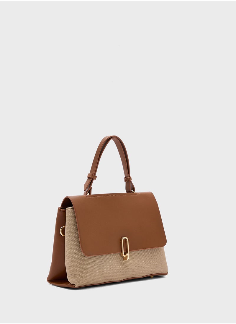 Metal Trim Detail Satchel Bag
