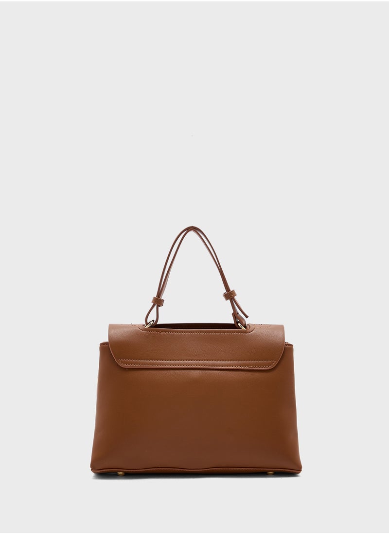 Metal Trim Detail Satchel Bag