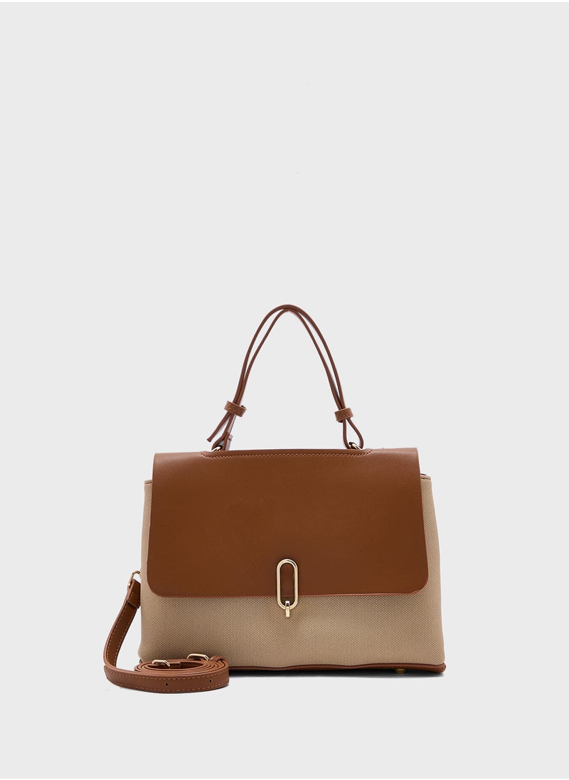 Metal Trim Detail Satchel Bag