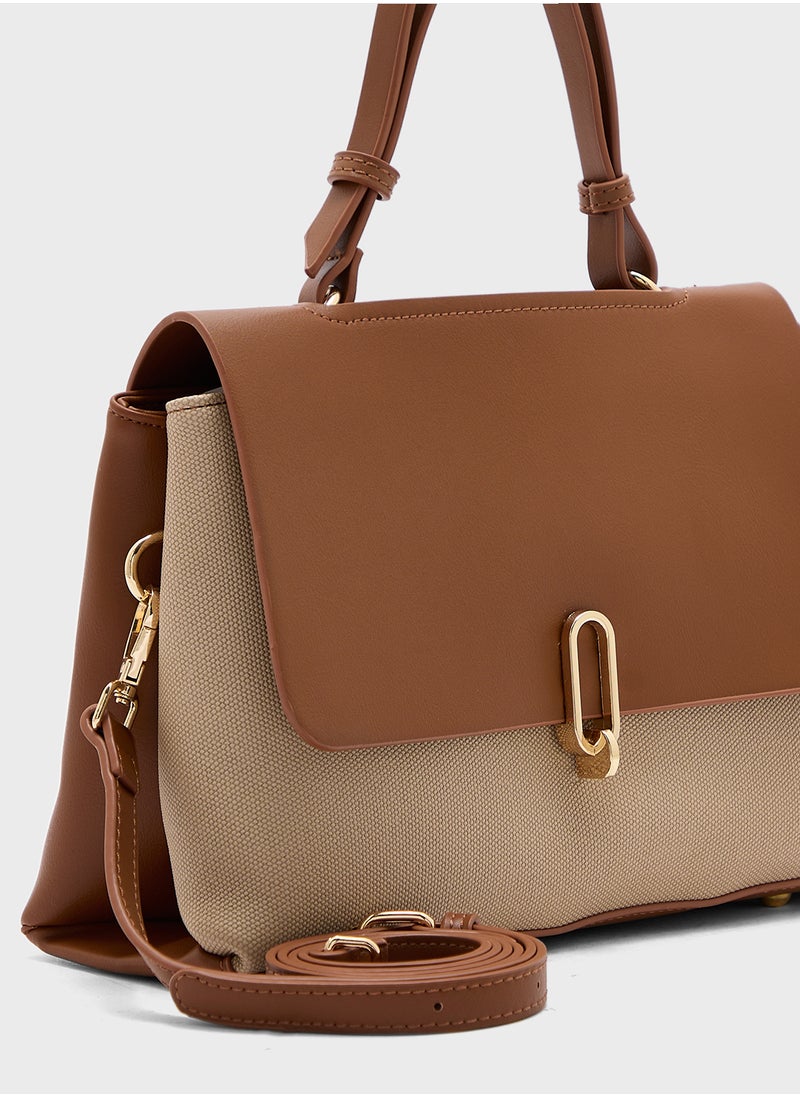 Metal Trim Detail Satchel Bag