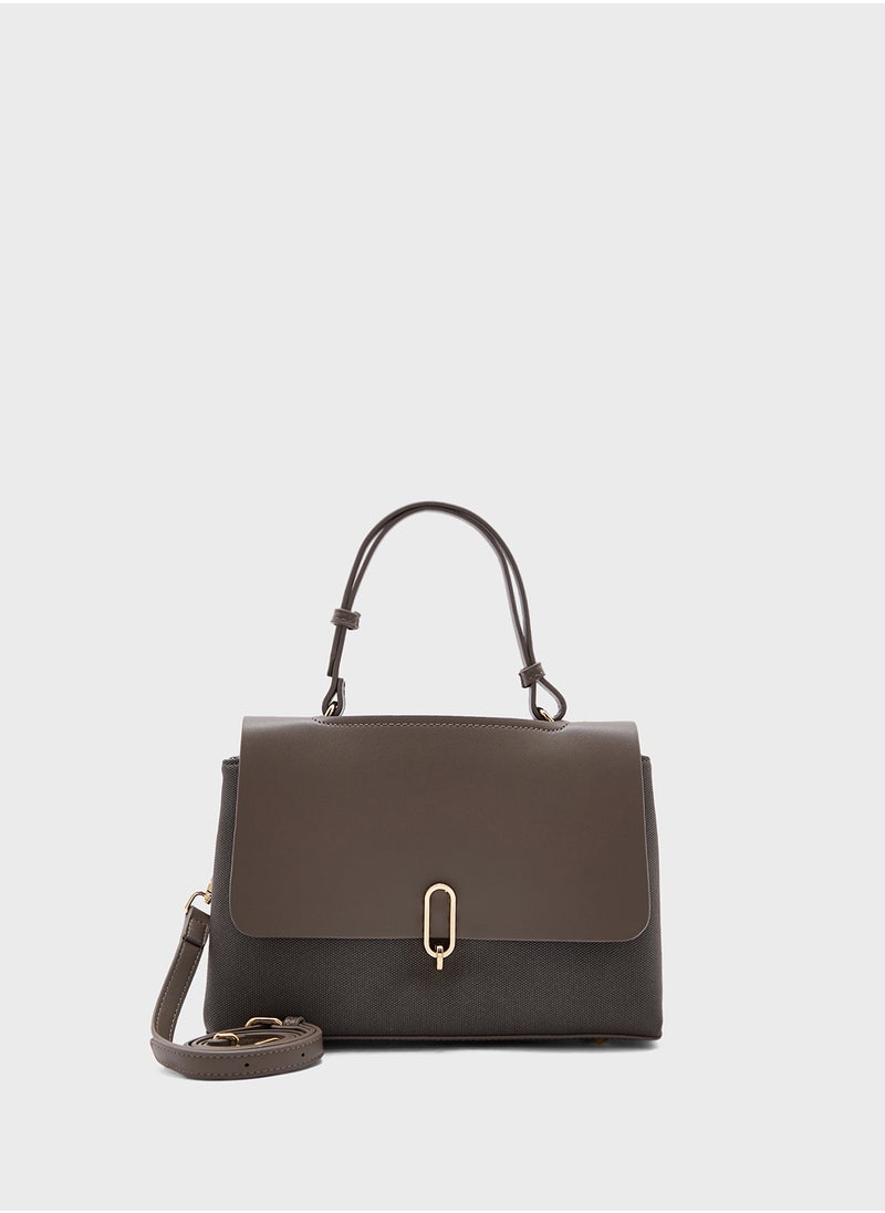 Metal Trim Detail Satchel Bag