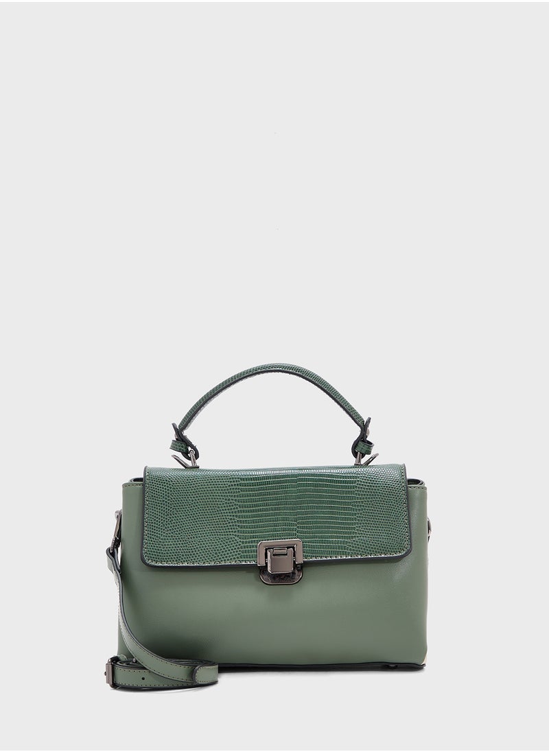 Metal Clasp Satchel Bag
