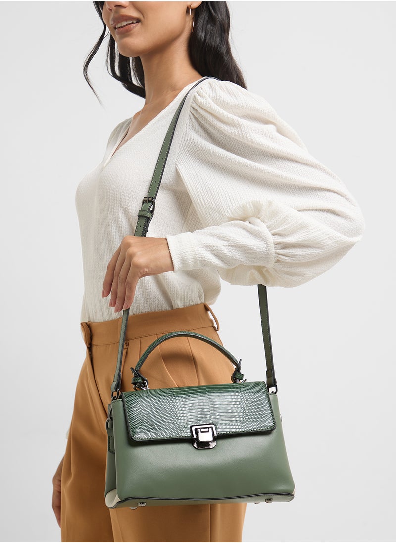 Metal Clasp Satchel Bag