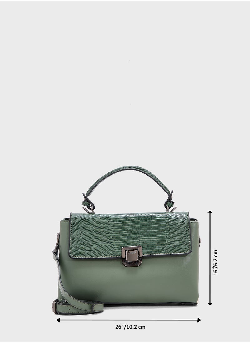 Metal Clasp Satchel Bag