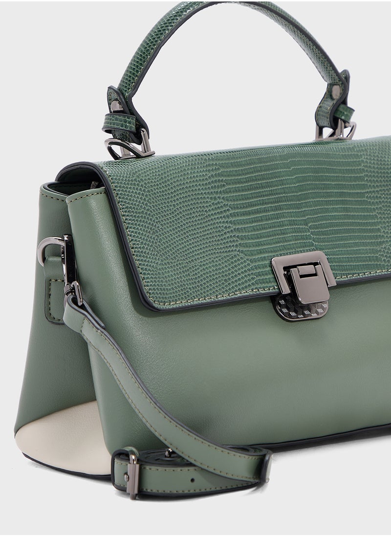 Metal Clasp Satchel Bag
