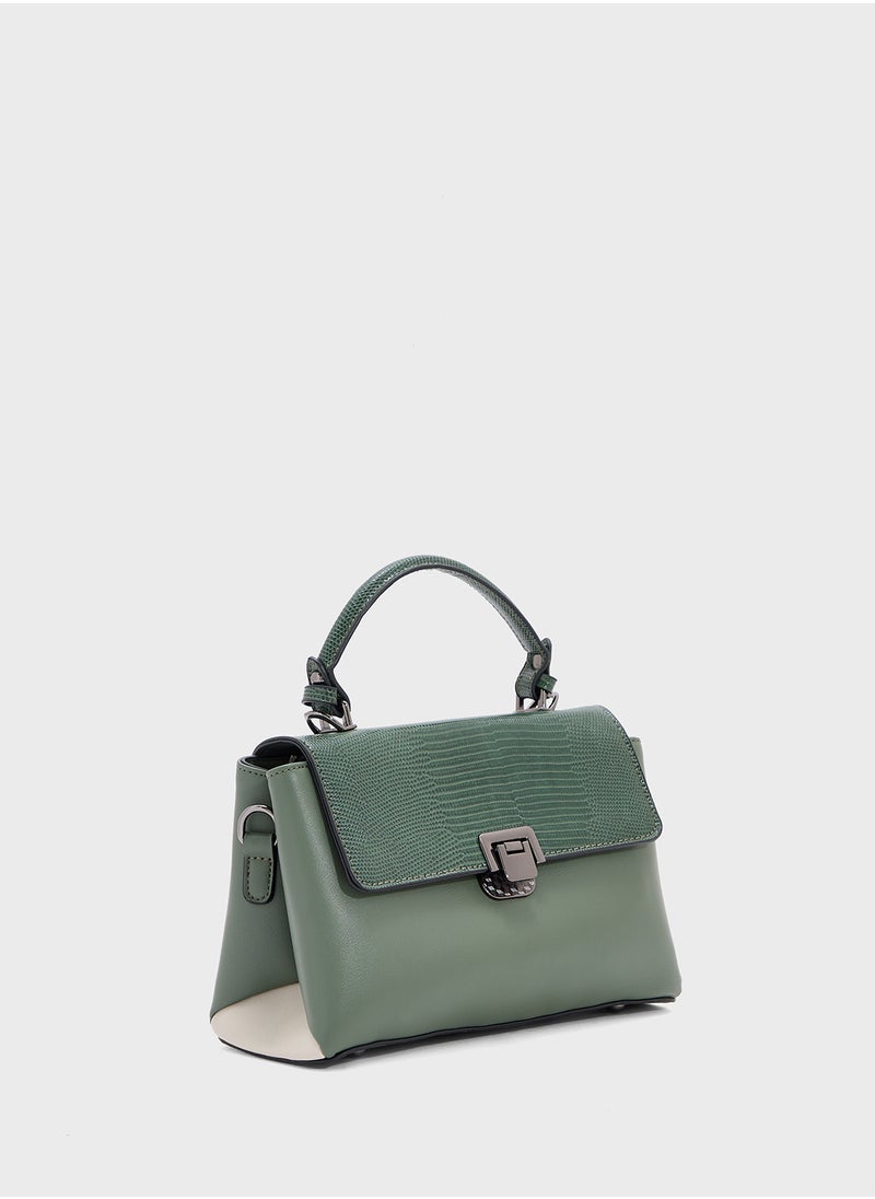 Metal Clasp Satchel Bag