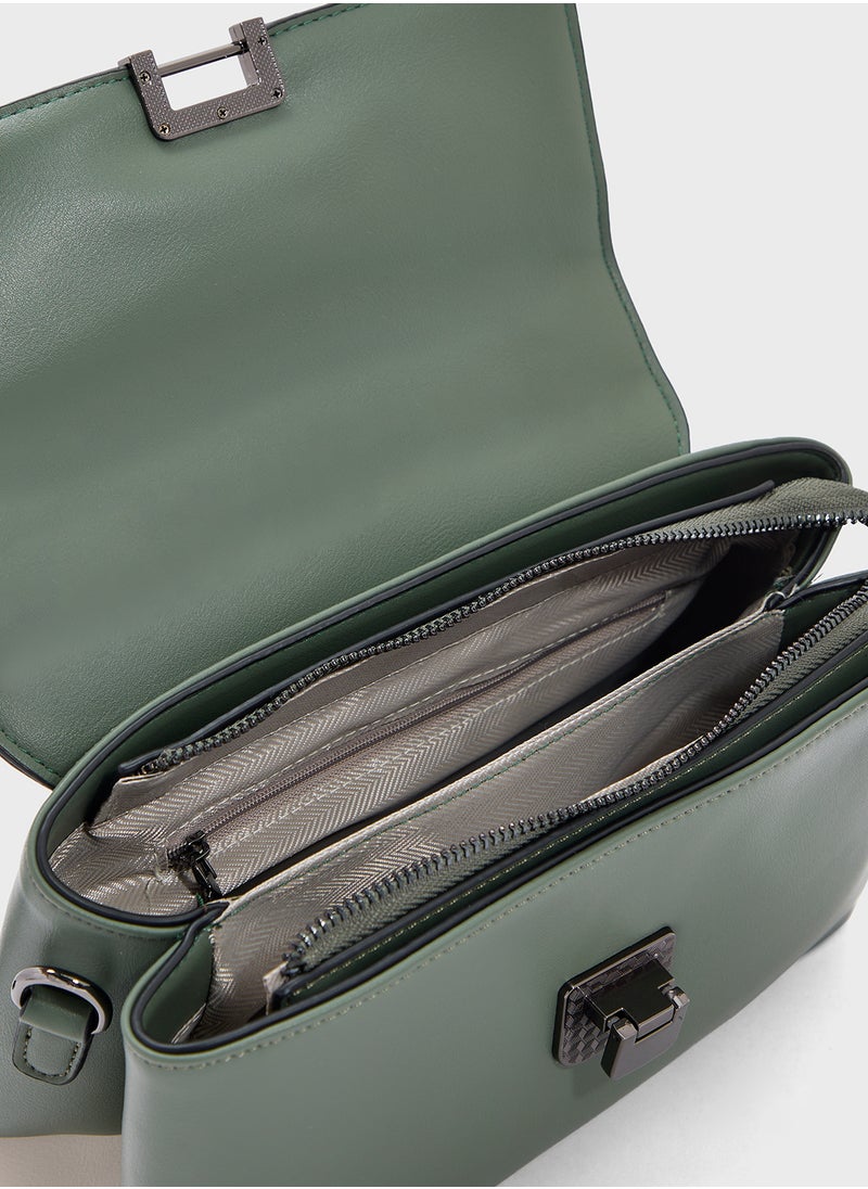 Metal Clasp Satchel Bag
