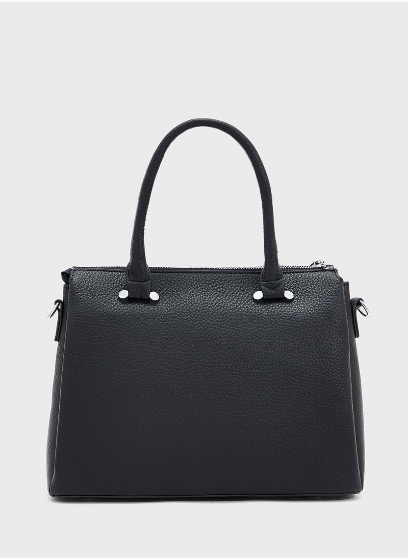 Multi Zip Detail Satchel Bag