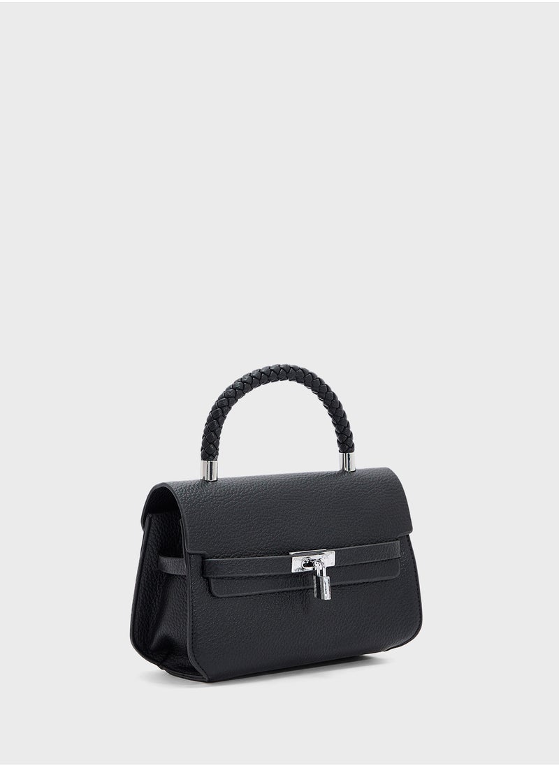 Braided Handle Satchel Bag